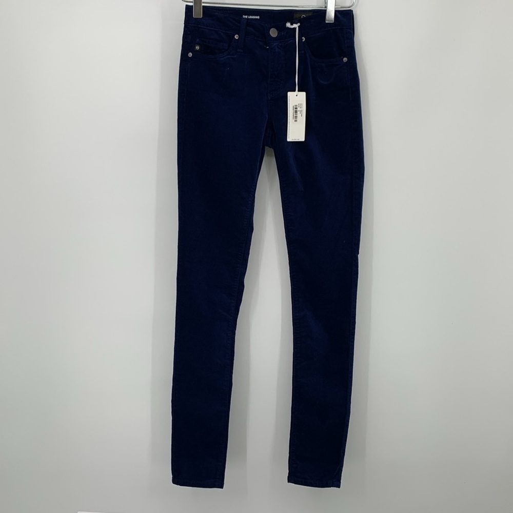 AG Adriano Goldschmied super skinny velvet legging pants indigo navy blue new 24